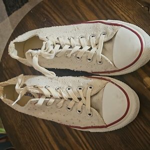 Women's Converse All-Star off-white sparkly sneakers